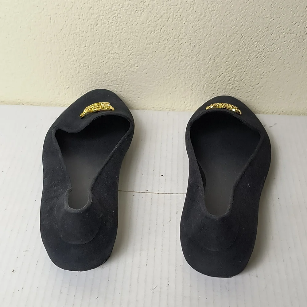Melissa 10 Black Flats with Gold Detail Crown